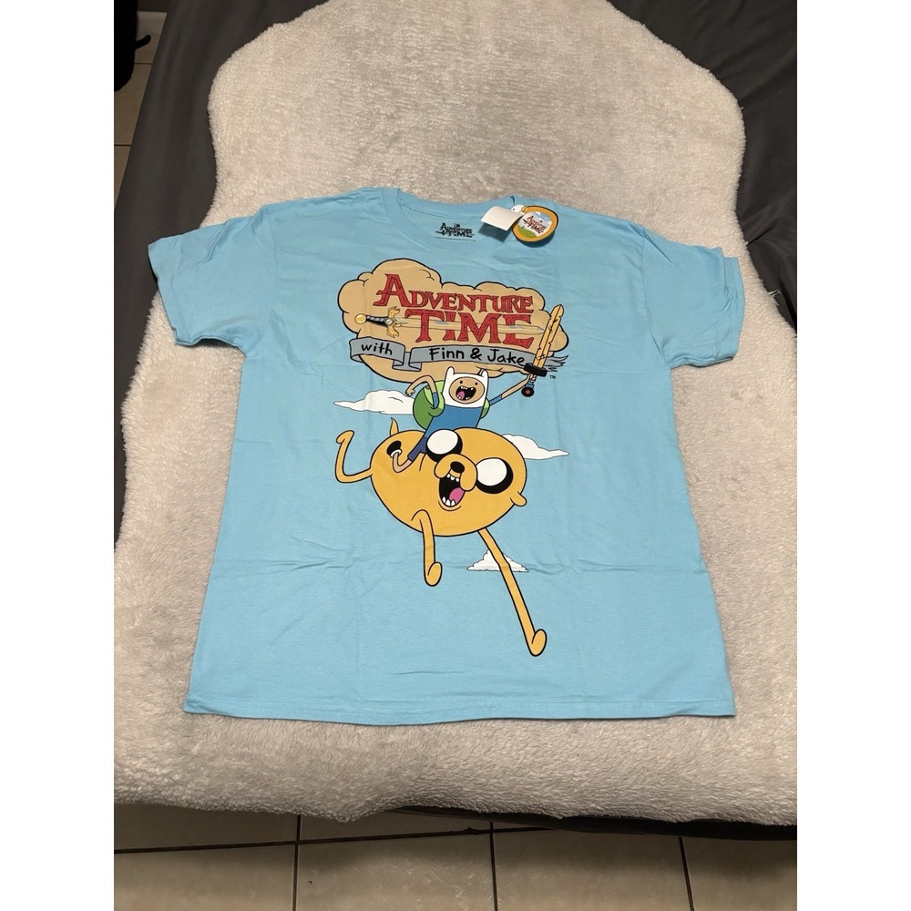 Cartoon Network Adventure Time Finn & Jake Blue T Shirt Size Large NWT